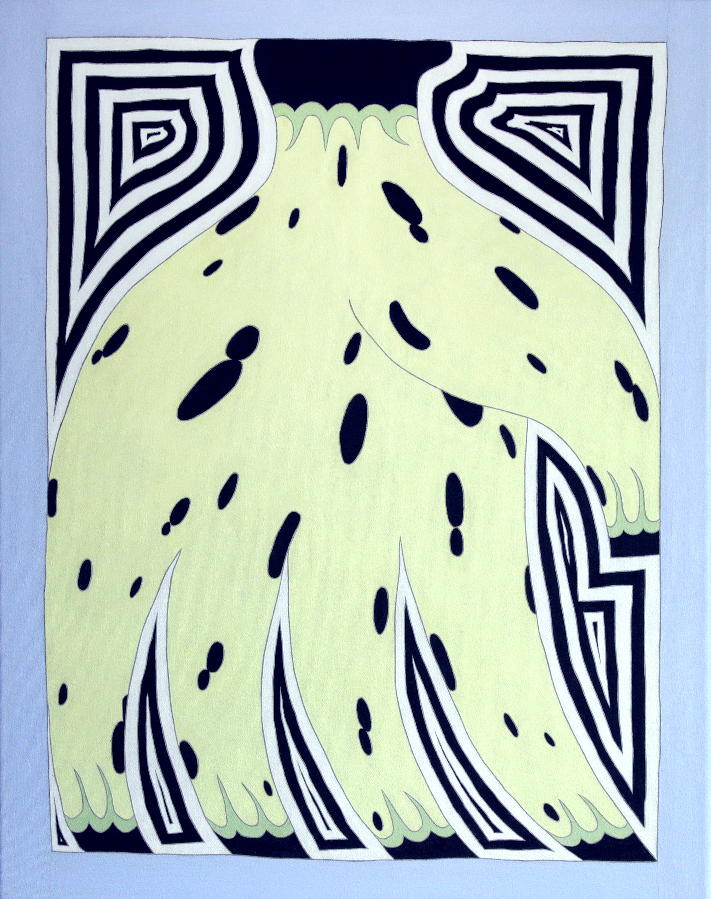 David Onri Anderson, Bananaphant, 2020, walnut ink, acrylic, and graphite on raw canvas, 22" x 28"