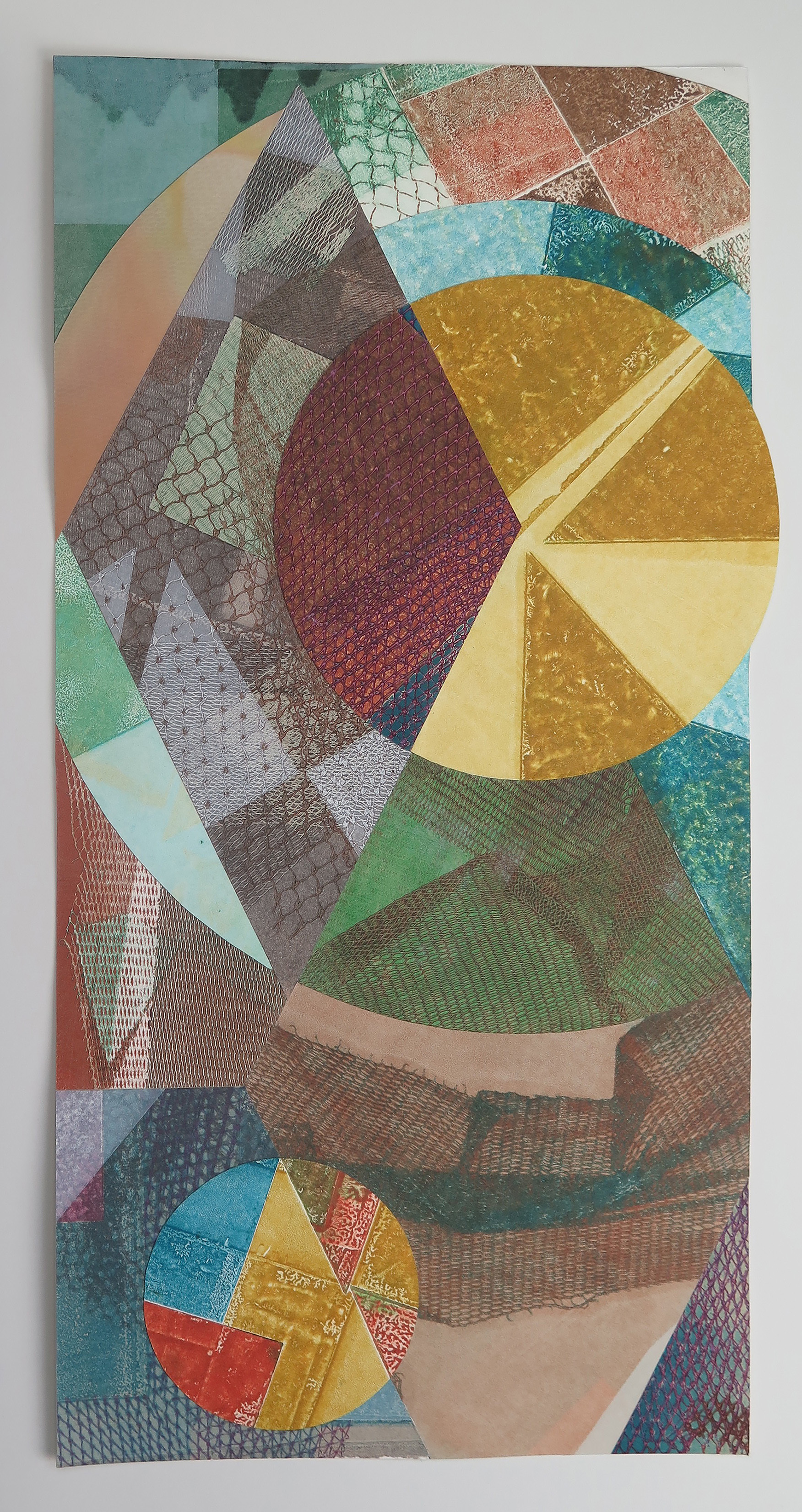 Kimberly Dummons, Circle Dance in 3/4 Time, 2019, monotype collage, 18" x 27"