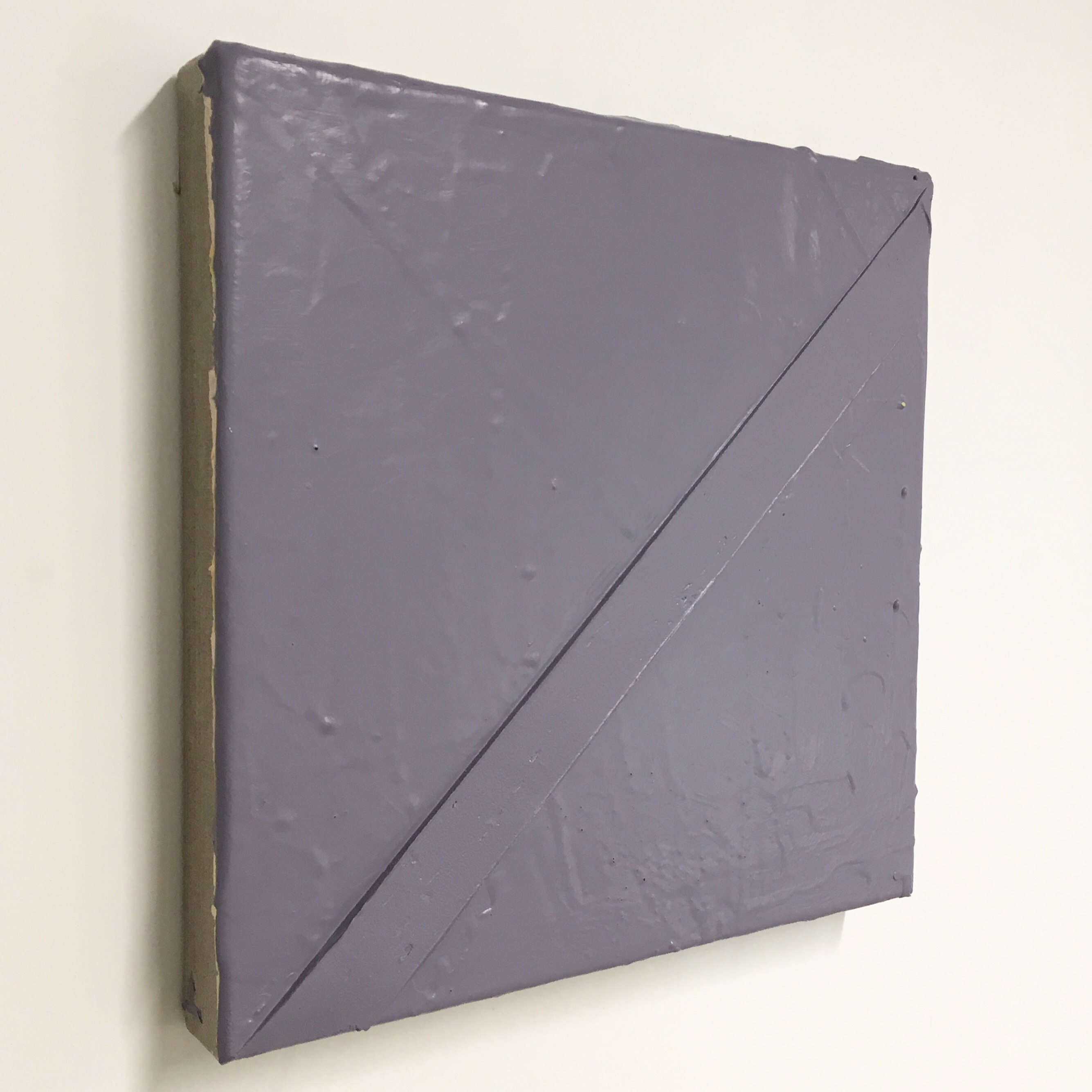 John Tallman, Untitled (grayslant), latex paint on bondo and urethane plastic on canvas, 12"x12", 2017