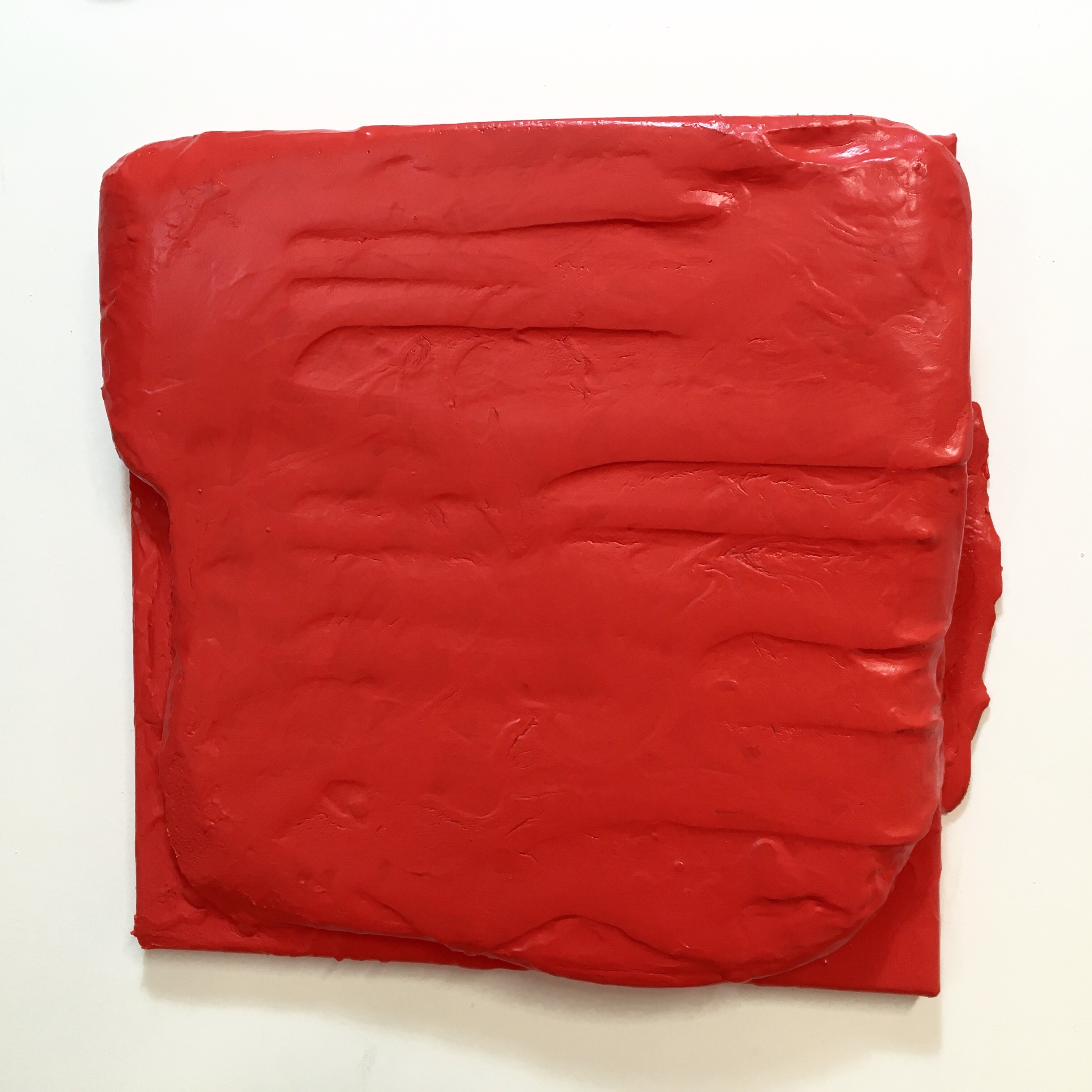 John Tallman, Untitled (red), latex paint on urethane plastic and bondo on canvas, 2017