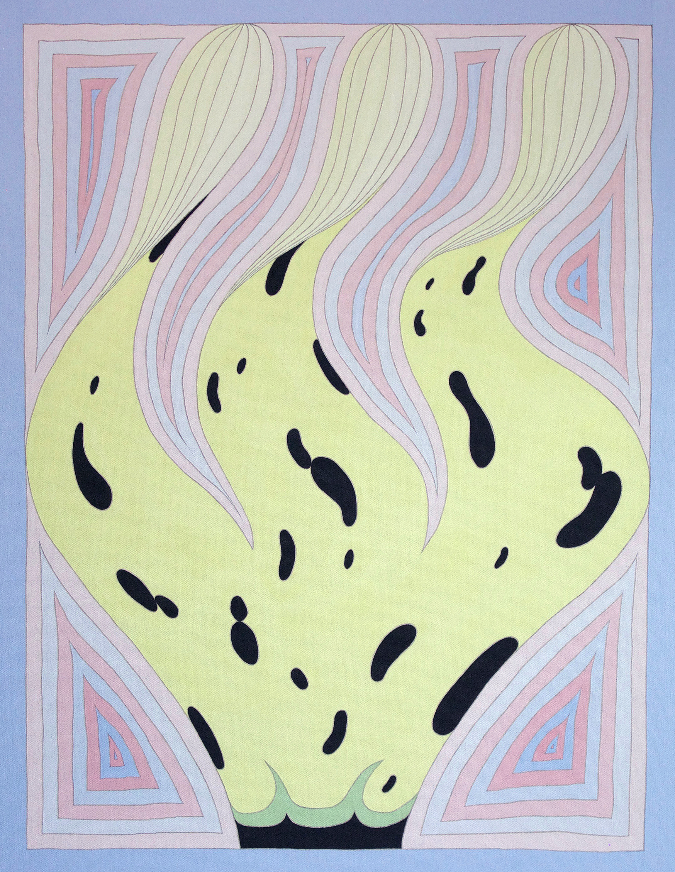 David Onri Anderson, Untitled (Banana Wind), 2020, acrylic, and graphite on raw canvas, 22" x 28"