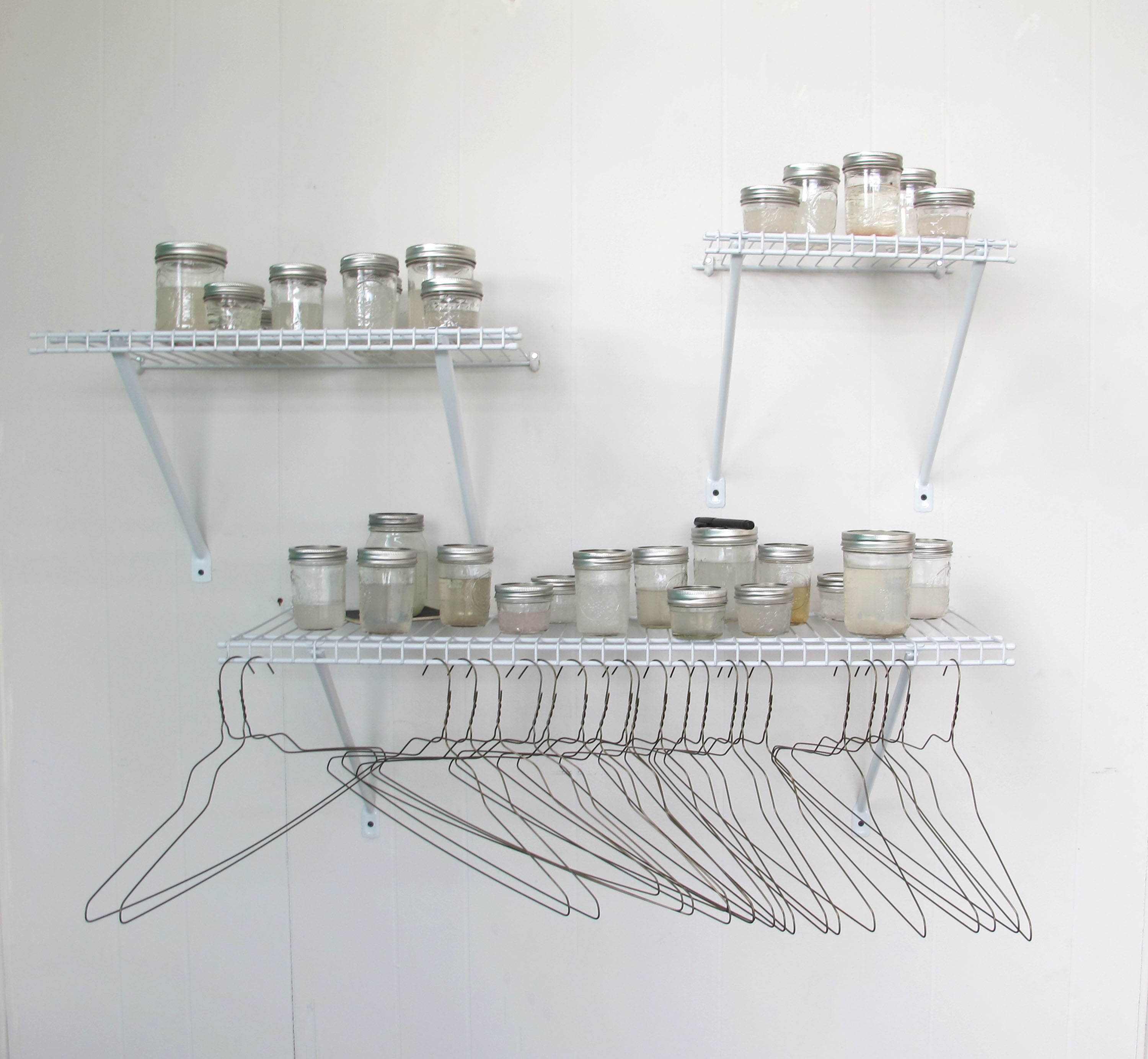 Erin Tucker, washing, laundry wash water and jars, variable, 2018