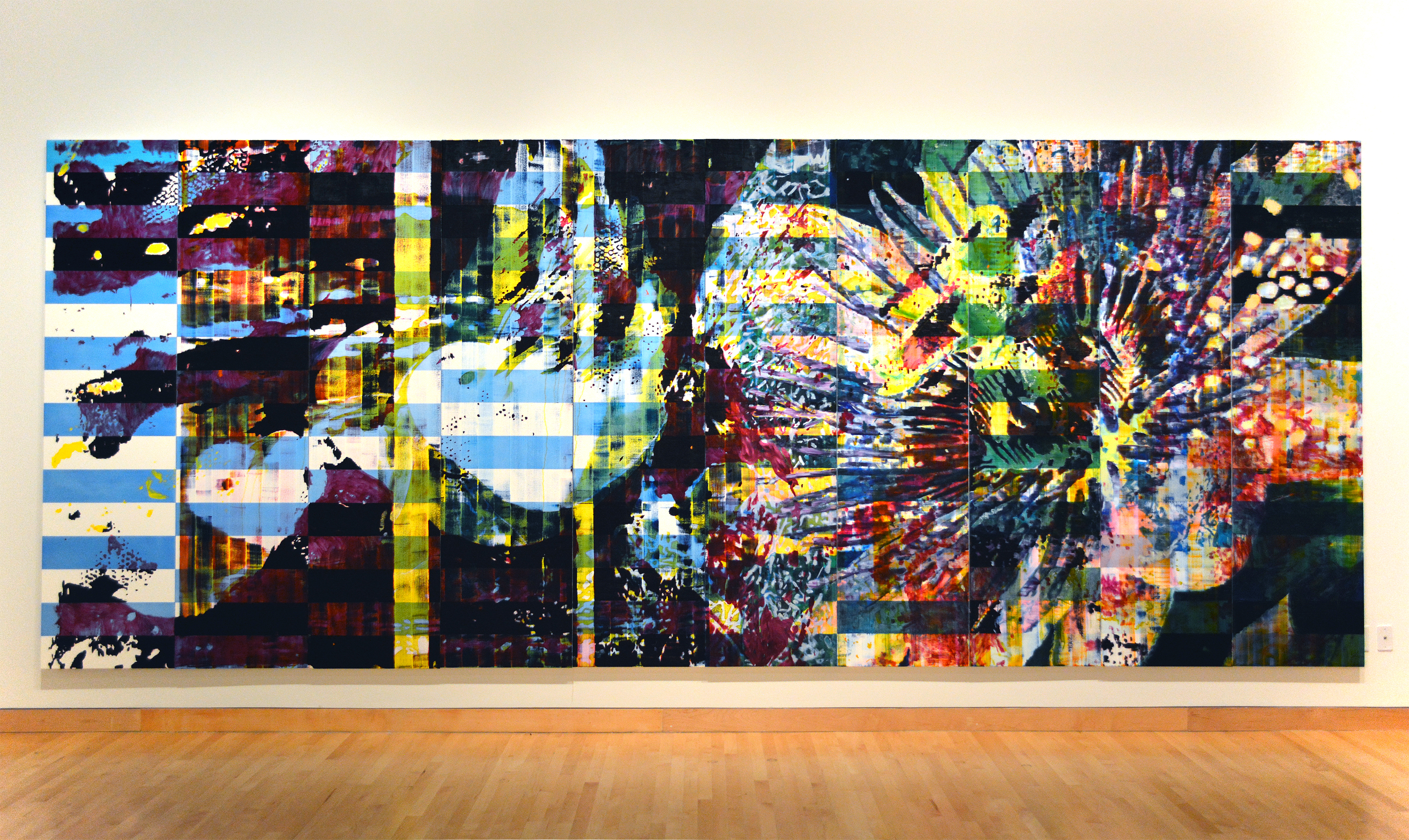 Jered Sprecher, A Plane is a Pocket in the Corners of the Mind, 96” x 240”, oil on canvas, 2014. (Courtesy of Artist)