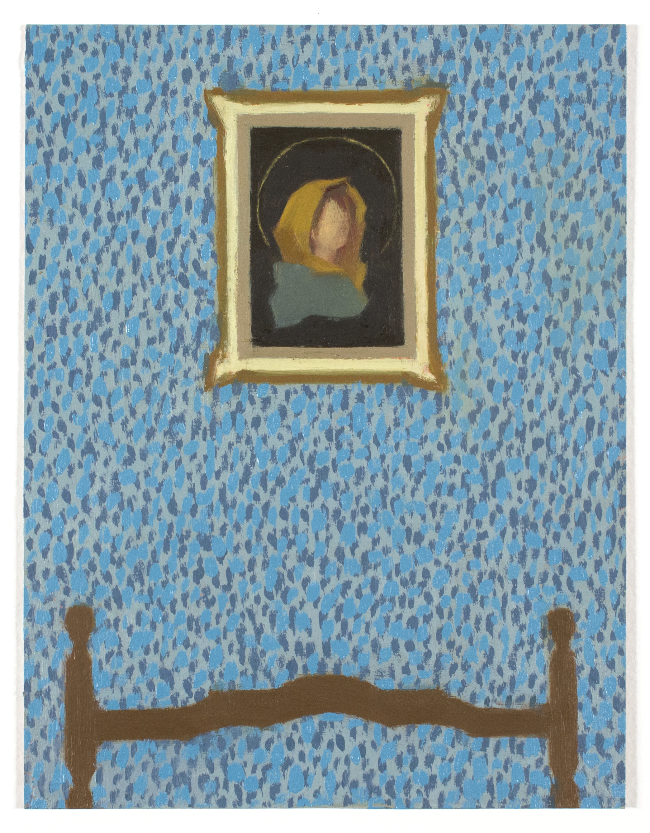 Christina Renfer Vogel, Blue Room, Oil and Acrylic on Paper, 7 13/16 x 6 inches, 2017
