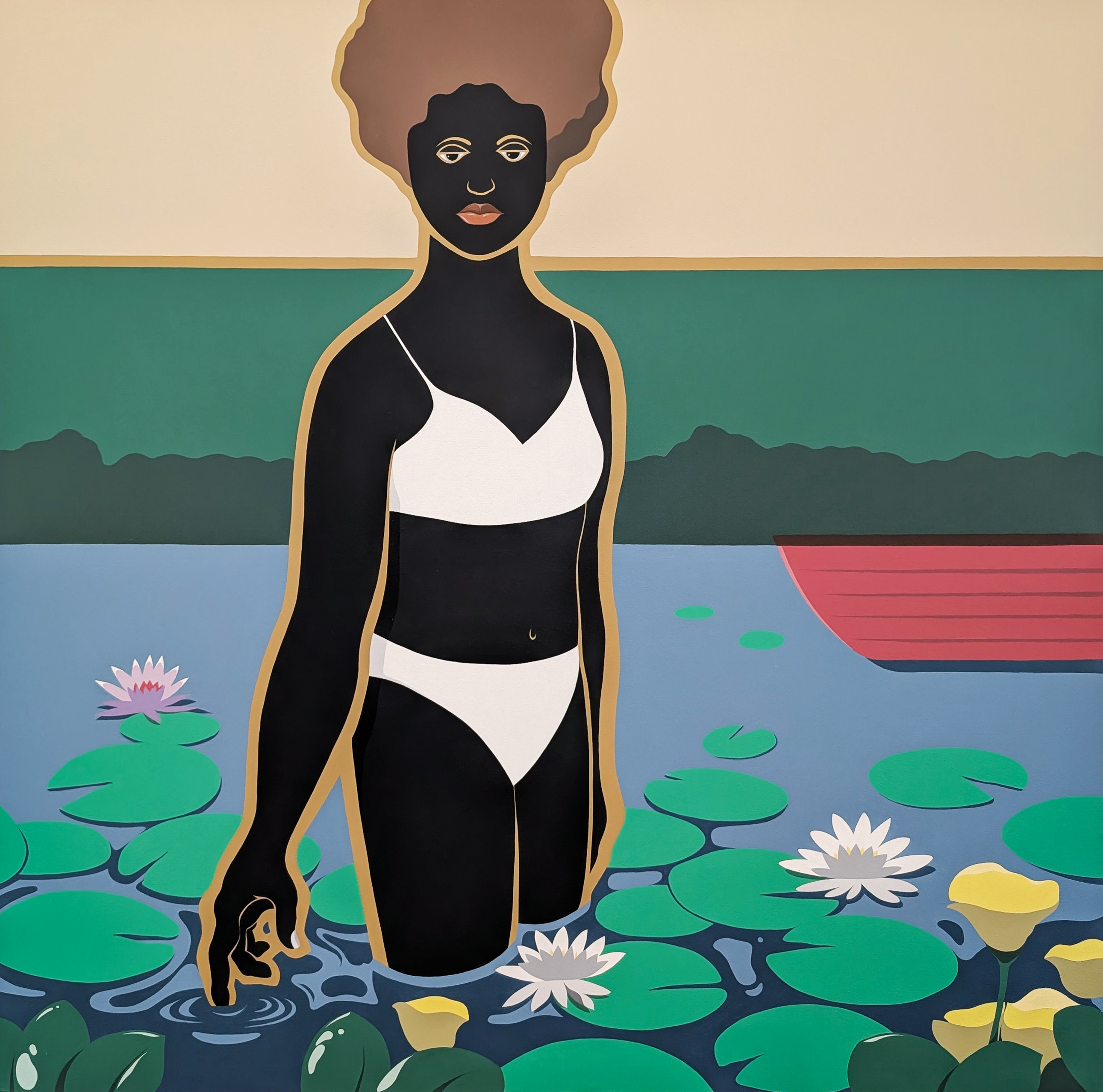 Carl E. Moore, Girl with Flowers 2, 2023-2025, acrylic on canvas, 48" x 48" Carl E. Moore, Girl with Flowers 2, 2023-2025, acrylic on canvas, 48" x 48"