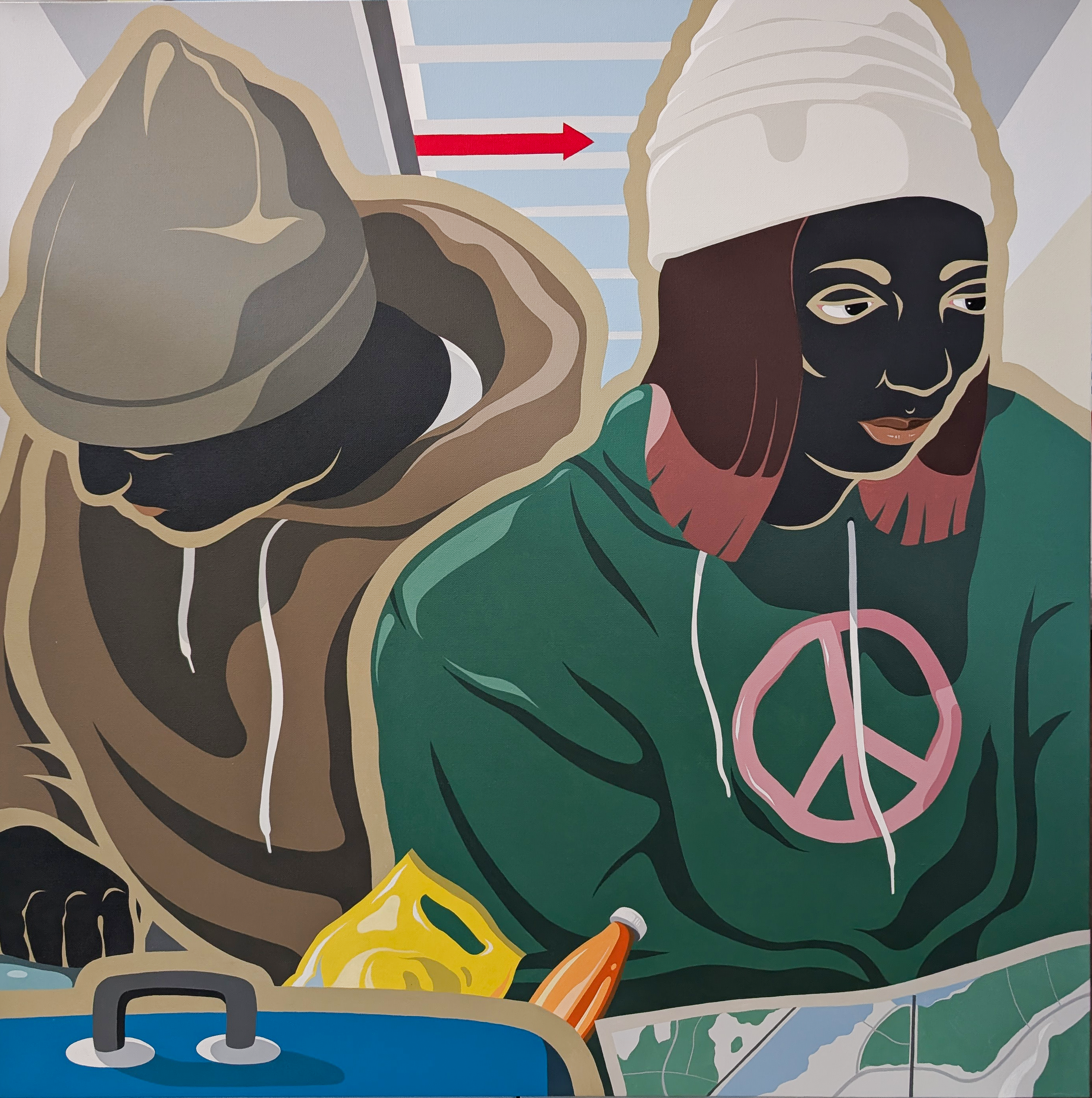 Carl E. Moore, The Travelers, 2025, acrylic on canvas, 36" x 36" Carl E. Moore, The Travelers, 2025, acrylic on canvas, 36" x 36"