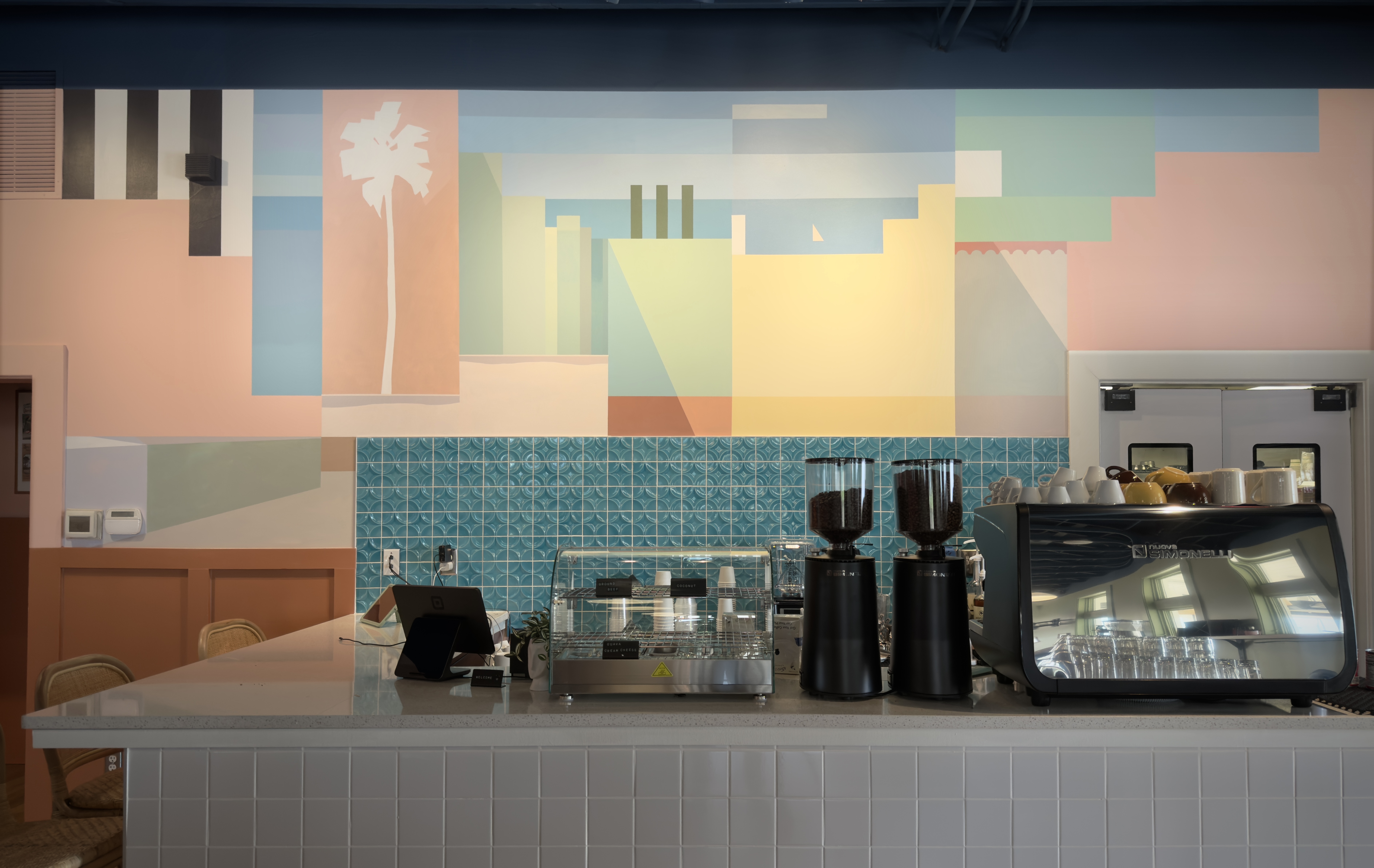 Tony Sobota, Cuban Coastal, 2026, acrylic wall mural, 7' x 12'