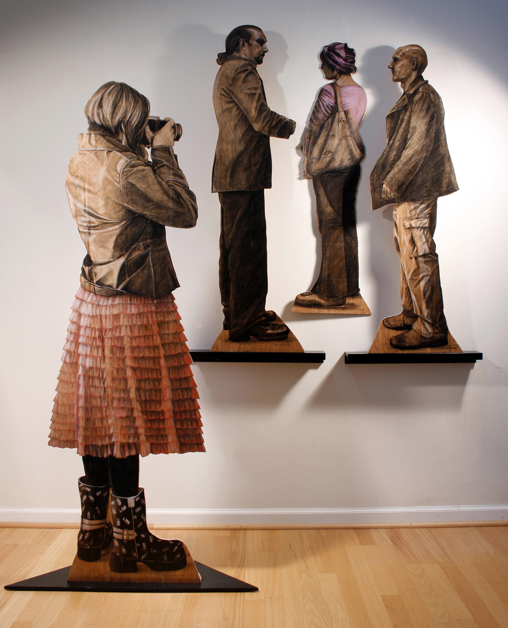 Denise Stewart-Sanabria, Domination Extinction - front view, 201, charcoal and pastel pencil on plywood, 74” x 48” x 24”