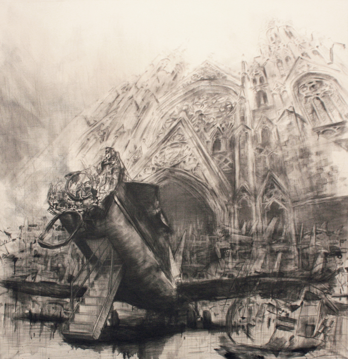 Donald Keefe, The Great Physician, 2012, graphite on canvas, 87” x 85”