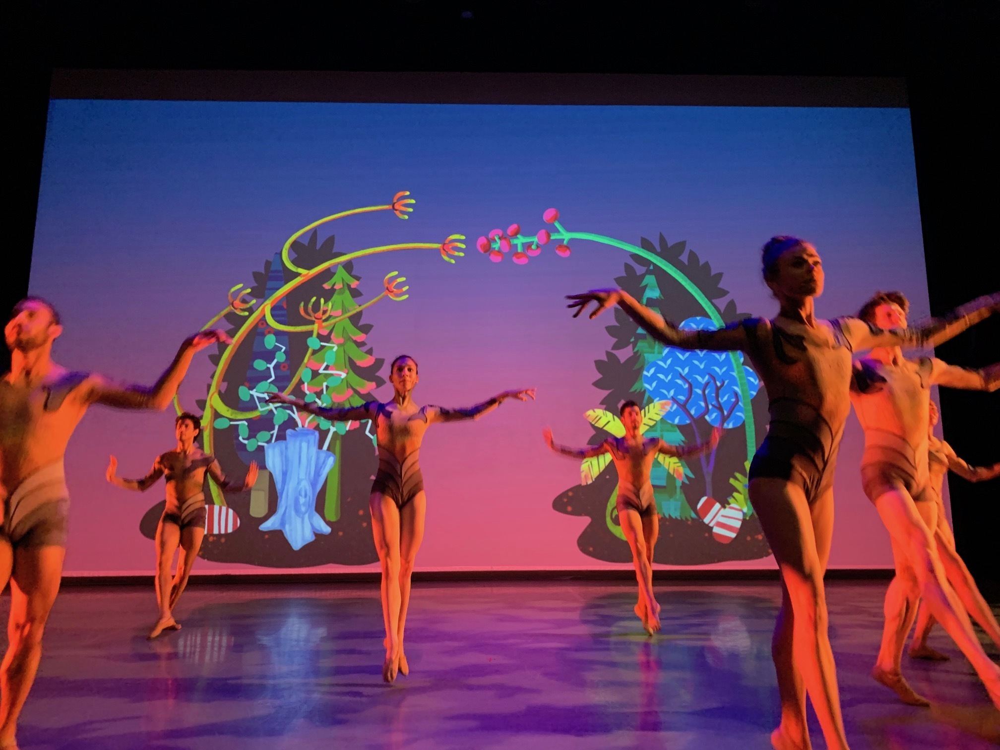 Flyway (2019) 17 minute animation, projection; collaboration with Kyle Statham; commissioned for Ballet Memphis performance Spring Mix; based on 2014 set design by Erin Harmon