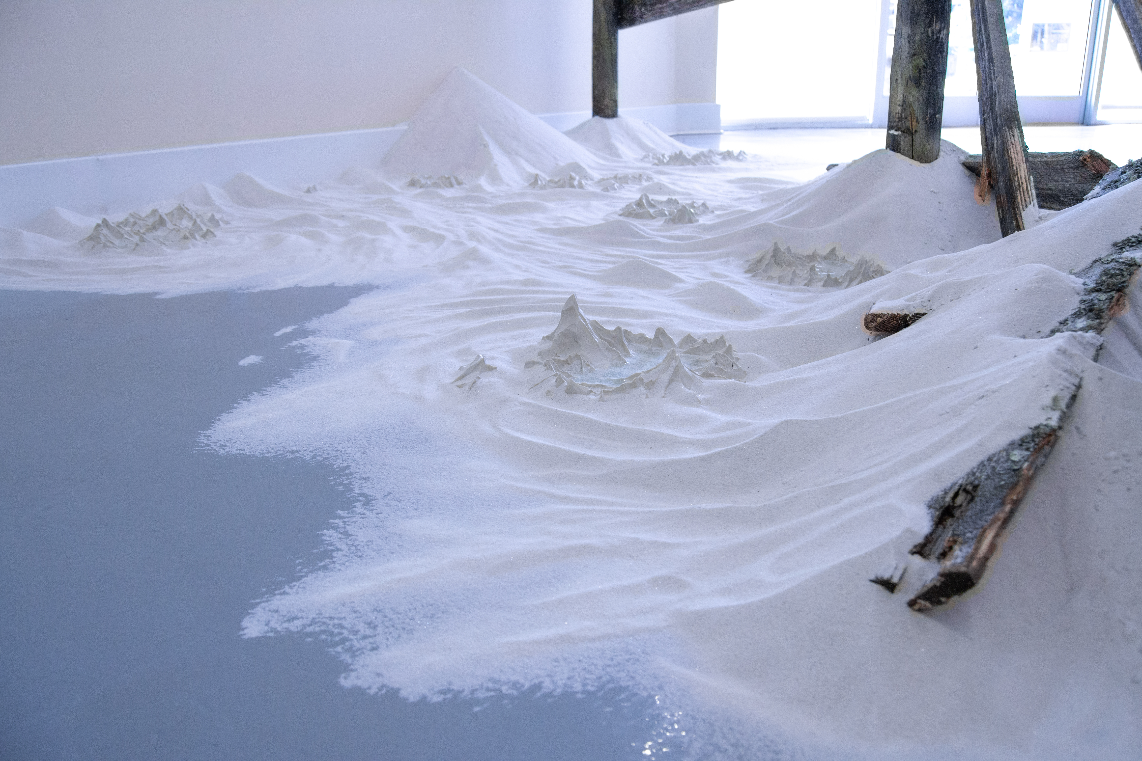 Caroline Hatfield, Impart, 2020, dimensions variable/approximate, 14' x 7' x 6', found object, ceramic, glass, sand, salt [detail]