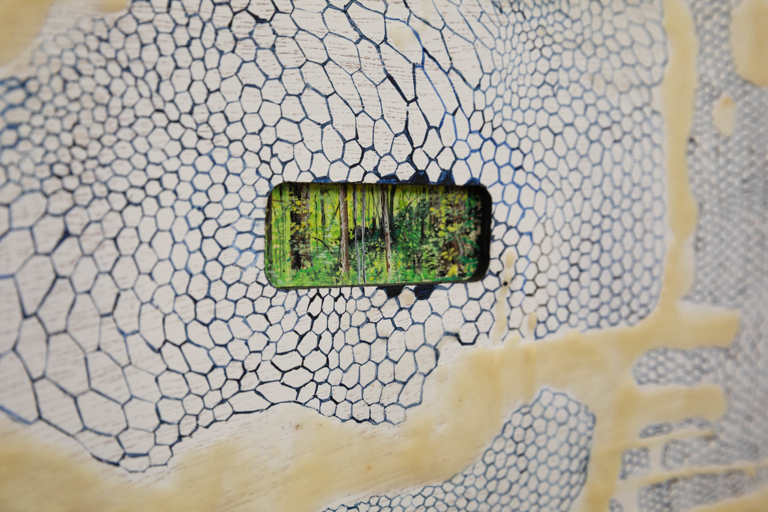 Jennifer Pepper, Sir Boothby (detail), 2021, beeswax, pigment, wood, 16.25" x 20"