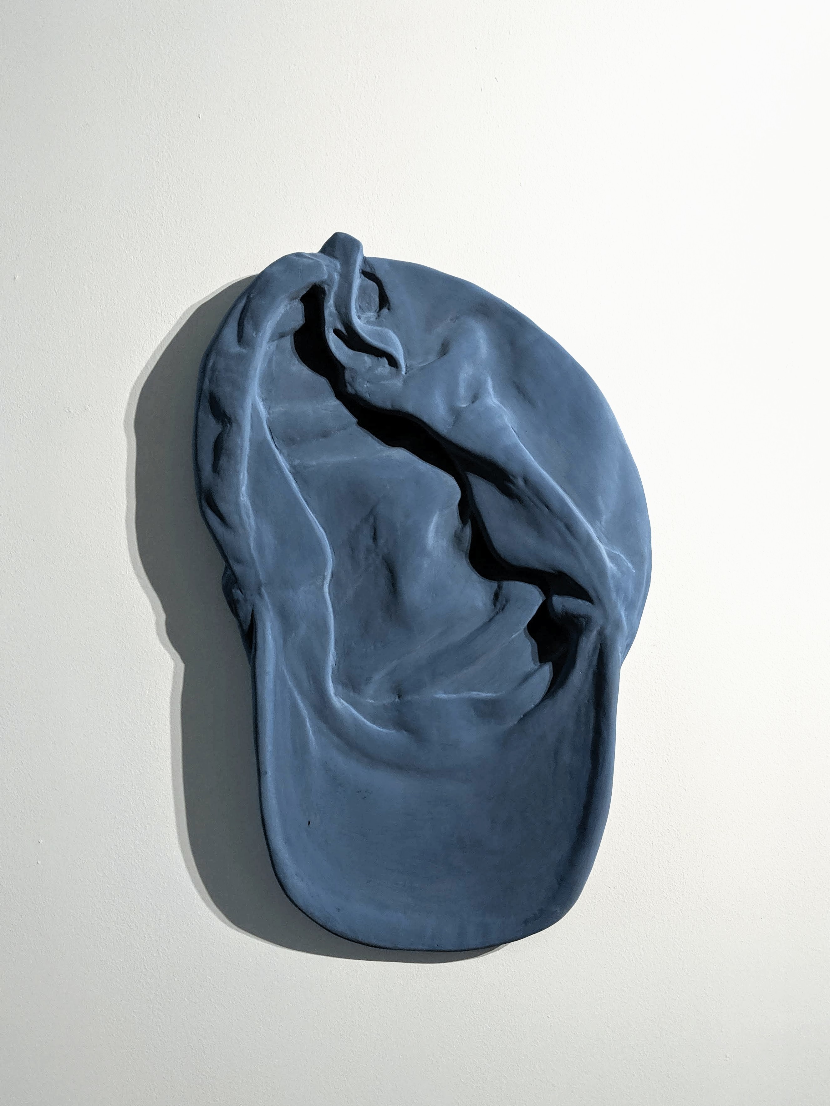 Raymond Padrón, Dad Hat, photogrammetric scan, CNC milled, hand carved, and painted soft maple, 35 x 28 x 2 inches, 2019