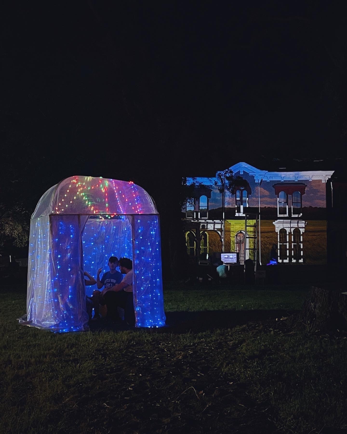 Beth Reitmeyer, Elemental, 2022 - 2023, painted plastics, iridescent films, LED lights, 5” diameter each, Artville, Nashville, TN, created at ChaNorth and the Golden Foundation, with support from Artville