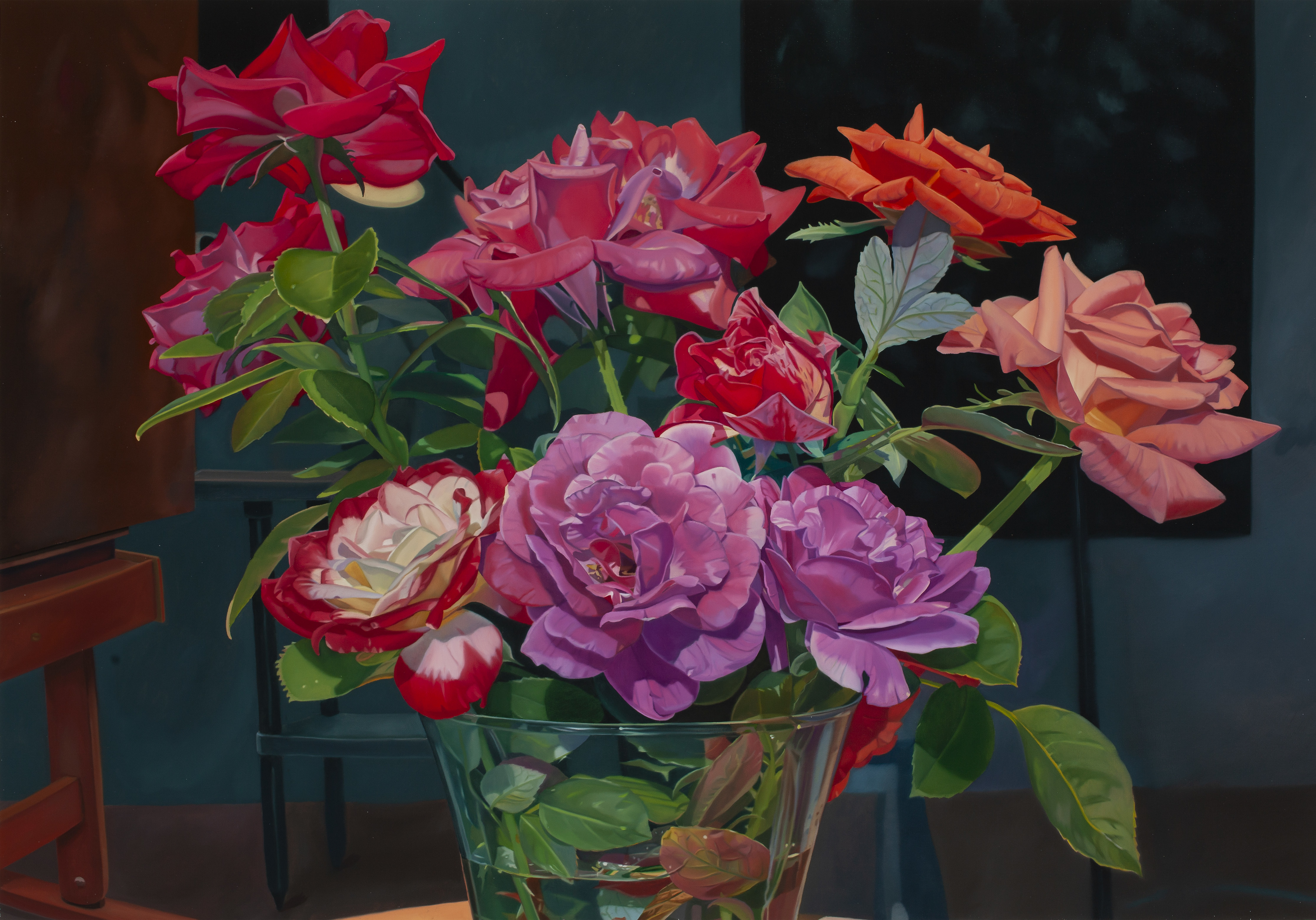 Beth Edwards, Roses for Veda, 2025, oil on canvas, 42" x 60"
