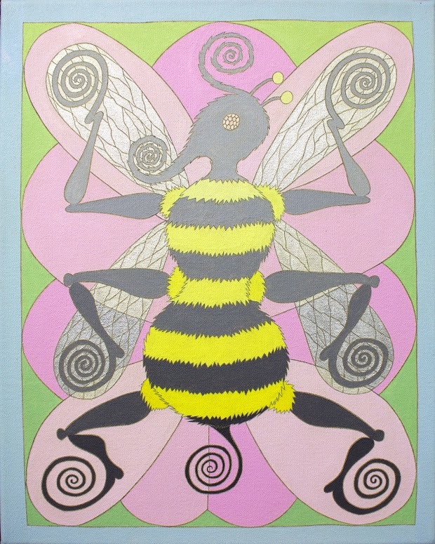 David Onri Anderson, Sacred Bee, 2022, acrylic on canvas