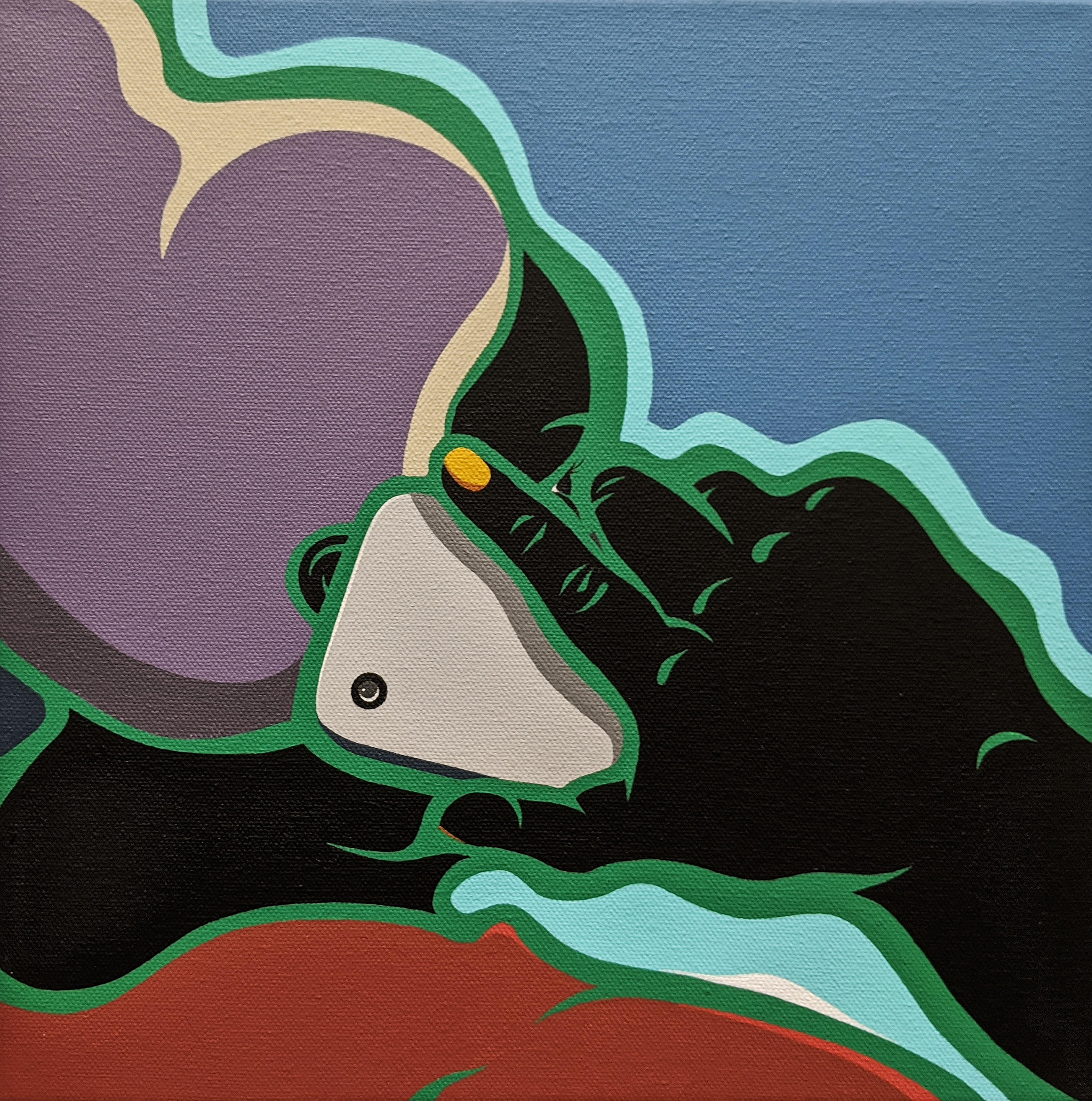 Carl E. Moore, Phone Call, 2021, acrylic and gouache on canvas, 12" x 12" Carl E. Moore, Phone Call, 2021, acrylic and gouache on canvas, 12" x 12"