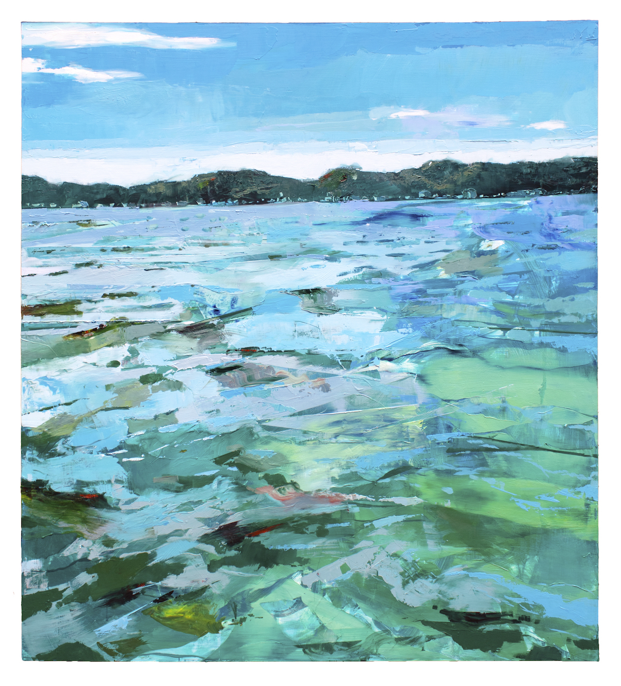 Georganna Greene, Torch Lake, MI, Midday July 8th, 2022, 2024, oil on panel, 36" x 39” Georganna Greene, Torch Lake, MI, Midday July 8th, 2022, 2024, oil on panel, 36" x 39”