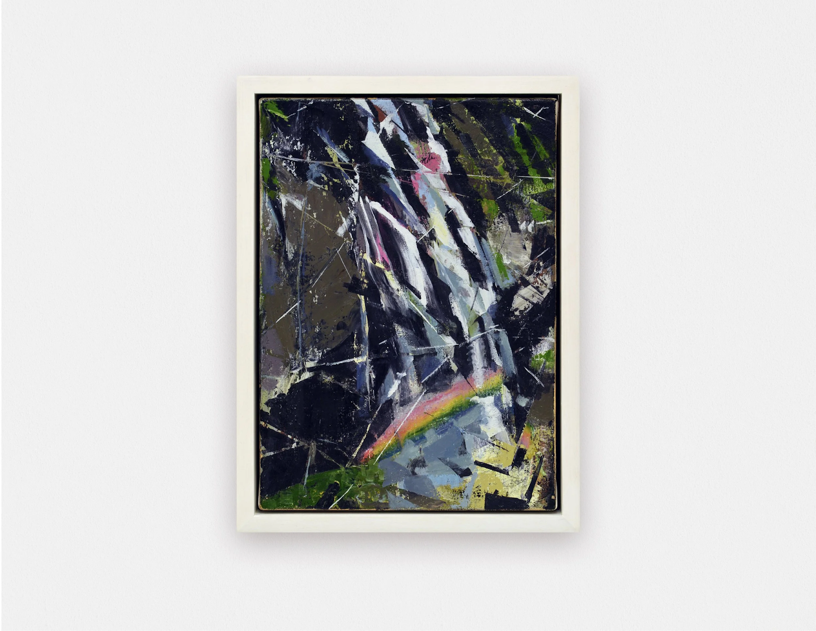 Jered Sprecher, The Fall, 2024, oil on canvas in handmade frame, 10 x 14 inches, photo by Bruce Cole, courtesy the artist and Steven Zevitas Gallery Jered Sprecher, The Fall, 2024, oil on canvas in handmade frame, 10 x 14 inches, photo by Bruce Cole, courtesy the artist and Steven Zevitas Gallery