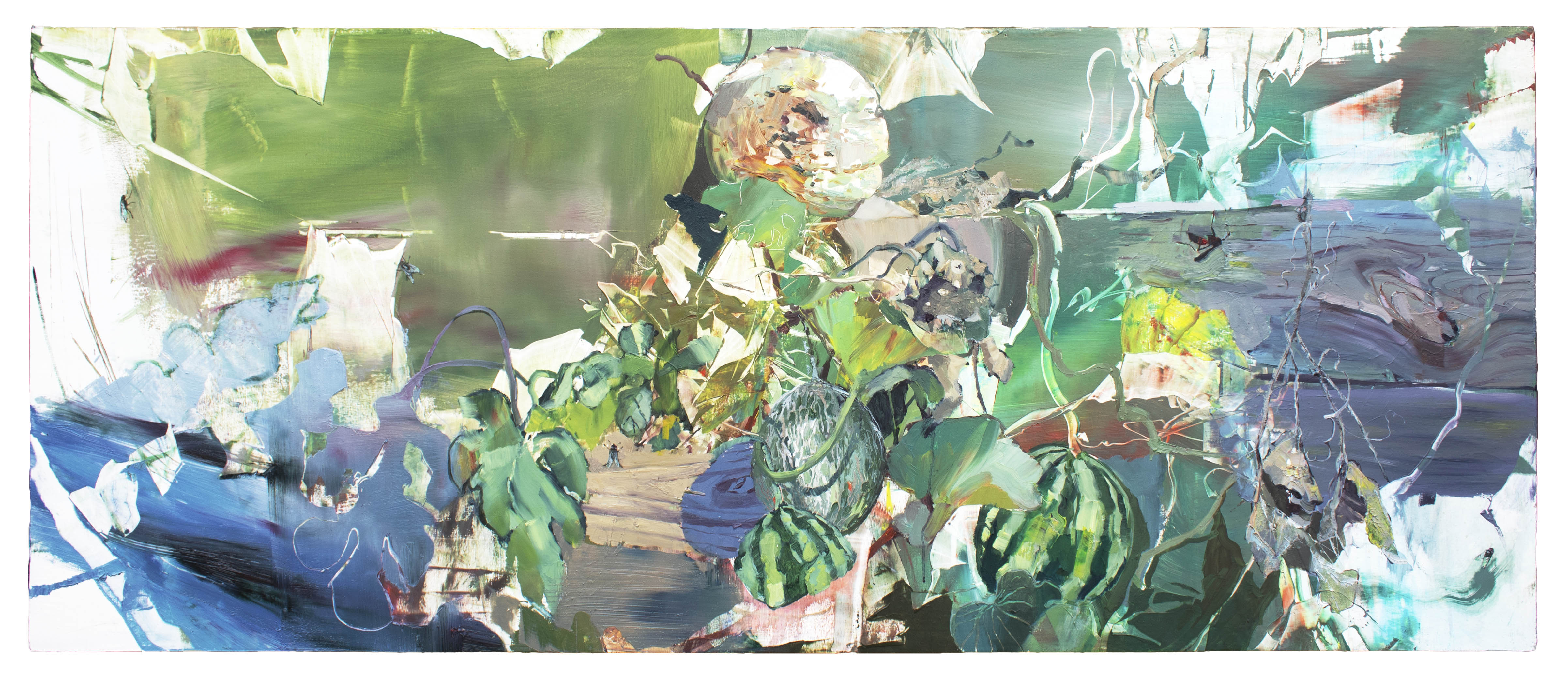 Georganna Greene, Solar Wind (Summer Melons), 2024, oil on panel, 19" x 40” Georganna Greene, Solar Wind (Summer Melons), 2024, oil on panel, 19" x 40”