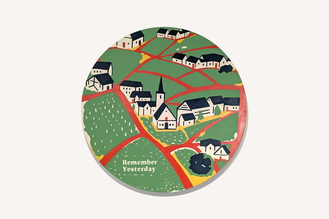 Noah Thomas Miller, Remember Yesterday, 2026, House paint on engraved piece of Baltic birch, 43” x 43”
